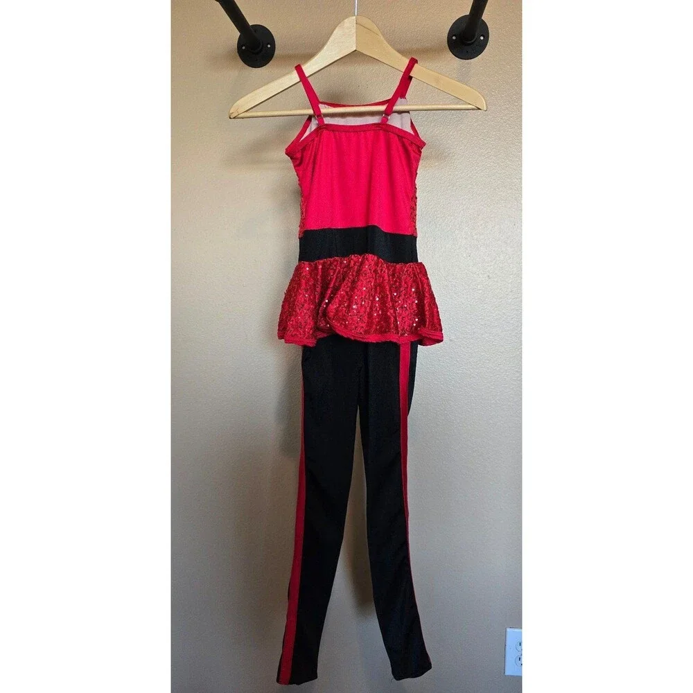 Weissman child‎ size medium one piece dance costume with red sequins
